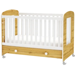 Бебешко легло Клео от Dizain Baby с подвижна решетка, колелца и разделено чекмедже