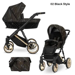 Бебешка количка Kunert Ivento Black Style с релефен кош и премиум черен текстил