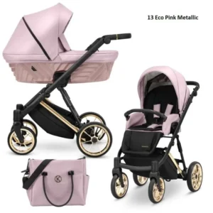 Бебешка количка Kunert Ivento Eco Pink Metallic с релефен 3D кош и розова еко кожа