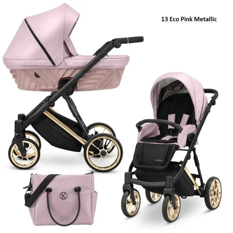 Бебешка количка Kunert Ivento Eco Pink Metallic с релефен 3D кош и розова еко кожа