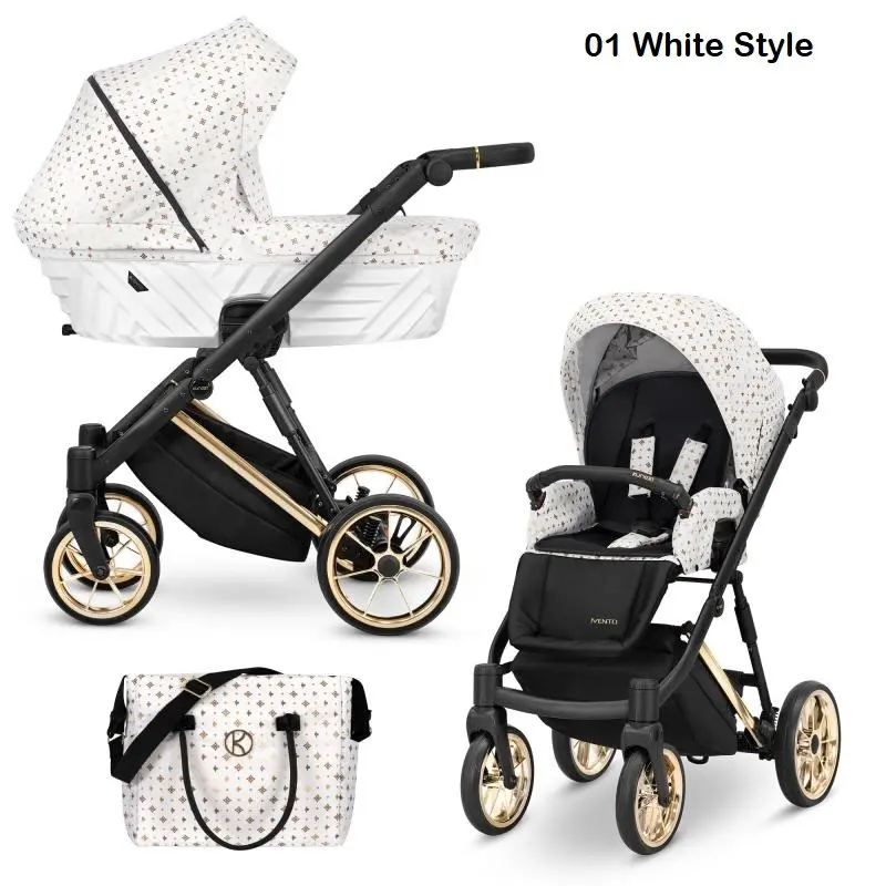 Бебешка количка Kunert Ivento White Style с релефен бял кош за новородено
