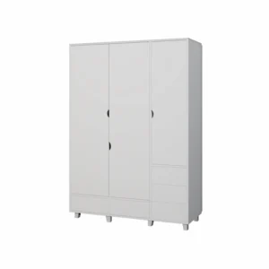 Луксозен трикрилен детски гардероб NUBA от МДФ с Push-to-open механизми и плавно затваряне