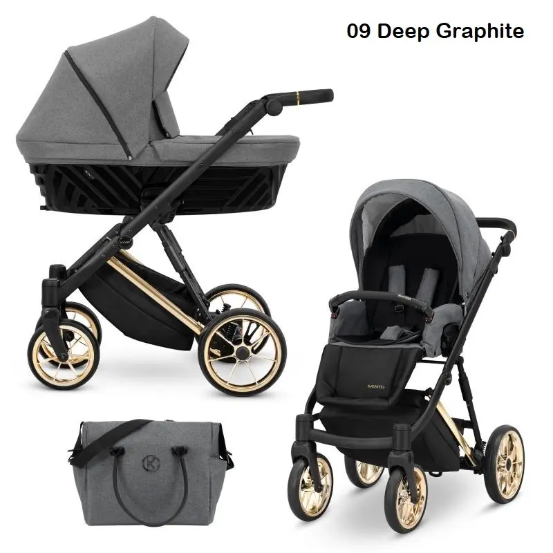 Бебешка количка Kunert Ivento Deep Graphite с релефен 3D кош за новородено