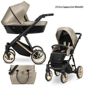 Бебешка количка Kunert Ivento Cappuccino Metallic с релефен 3D кош и еко кожа