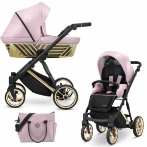 Бебешка количка Kunert Ivento Glam Pink Metalic със златист 3D релефен кош