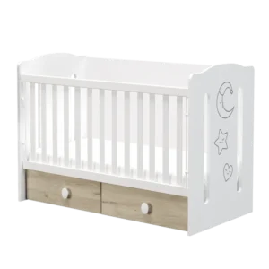 Бебешко легло-люлка Dizain Baby Поли с гравирана МДФ апликация и асансьорна решетка