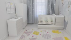 Бебешко легло-люлка Dizain Baby Съни Падаща решетка Бяло/Кашмир