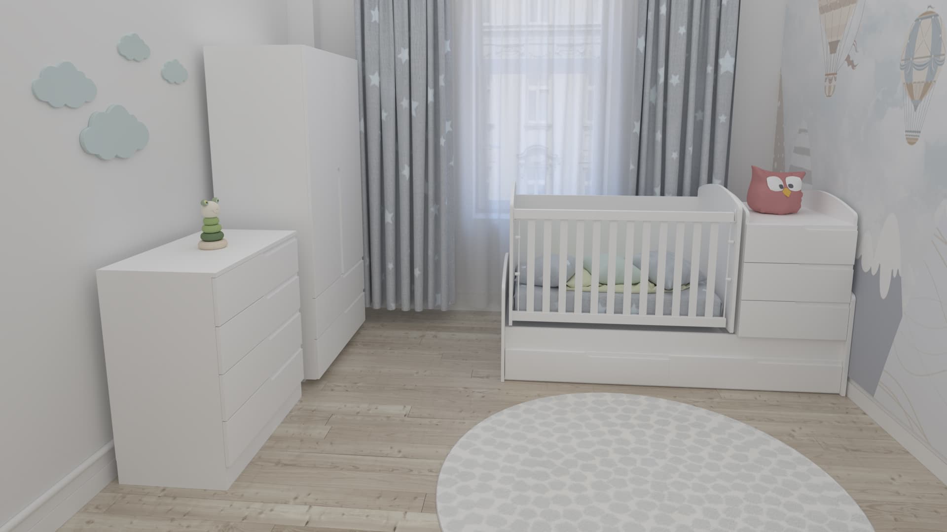 Бебешко легло-люлка Dizain Baby Съни Падаща решетка Бяло - Image 2
