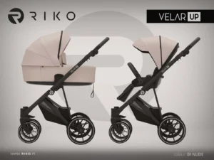 Бебешка количка Riko Velar Up 06 Mousse в нежен бежов десен с еко кожа