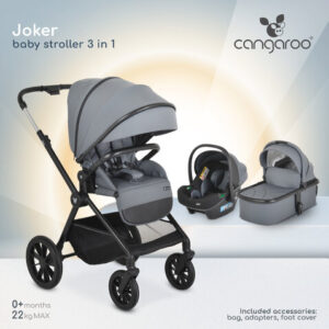 Комбинирана детска количка Cangaroo 3 в 1 Joker Mineral-Grey