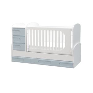 Комбинирано бебешко легло Елена с МДФ чела на чекмеджетата и трансформация в юношески вариант