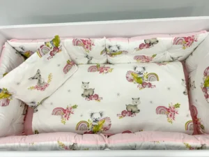Спален комплект Dizain Baby Бамби розово – Нежен ранфорс лукс за бебешка стая
