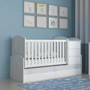 Трансформиращо бебешко легло dizain baby Съни – Класика и уют в Бяло и Антик