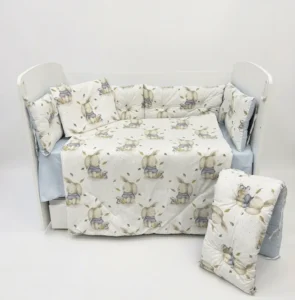 Спален комплект Dizain Baby Моето зайче в син цвят ранфорс лукс