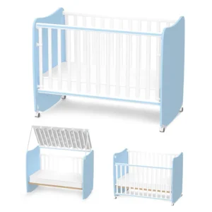 Небесносиньо бебешко легло Lorelli STARS с функция люлка и 18 мм ПДЧ