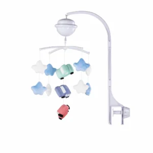 Музикална въртележка за бебешко легло с малки цветни колички и проектор