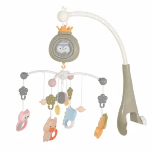 Музикална въртележка Пингвин в сиво с бял шум и проектор за бебе