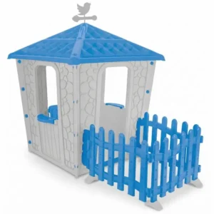 Детска игрална къща Pilsan с каменен дизайн в сиво и синьо