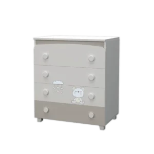 Бебешки скрин Dizain Baby Сънливко в цветове Бял и Кашмир с нежна бежова апликация