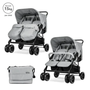 Комбинирана количка за близнаци Lorelli TWIN в класически сив цвят
