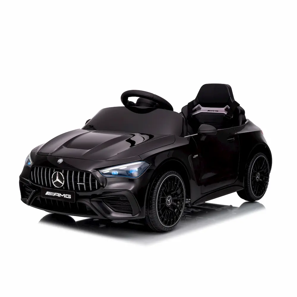 Елегантна черна детска акумулаторна кола Mercedes с плавен старт от pif.bg