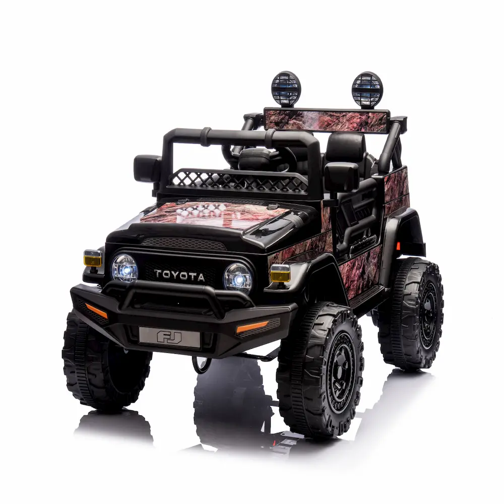 Стилен тъмносив детски акумулаторен джип Тойота с 4x4 задвижване от pif.bg