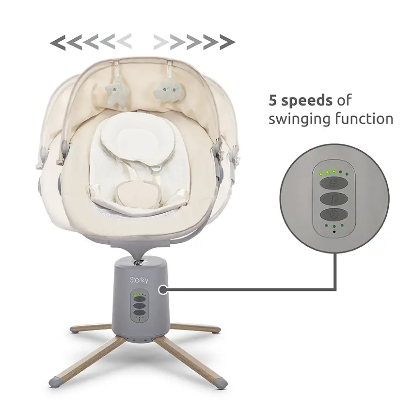 Електрически шезлонг с люлеене Lorelli STORKY GREY - Image 3