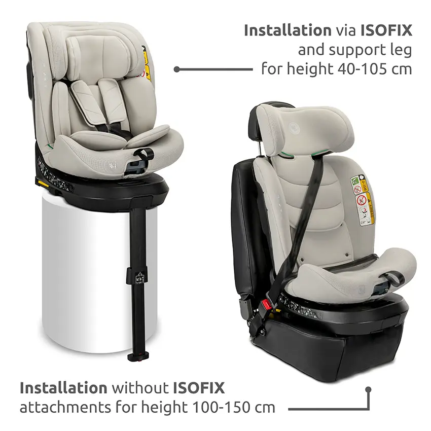 Инсталация на детско столче Lorelli Solaris с опорен крак и ISOFIX конектори.