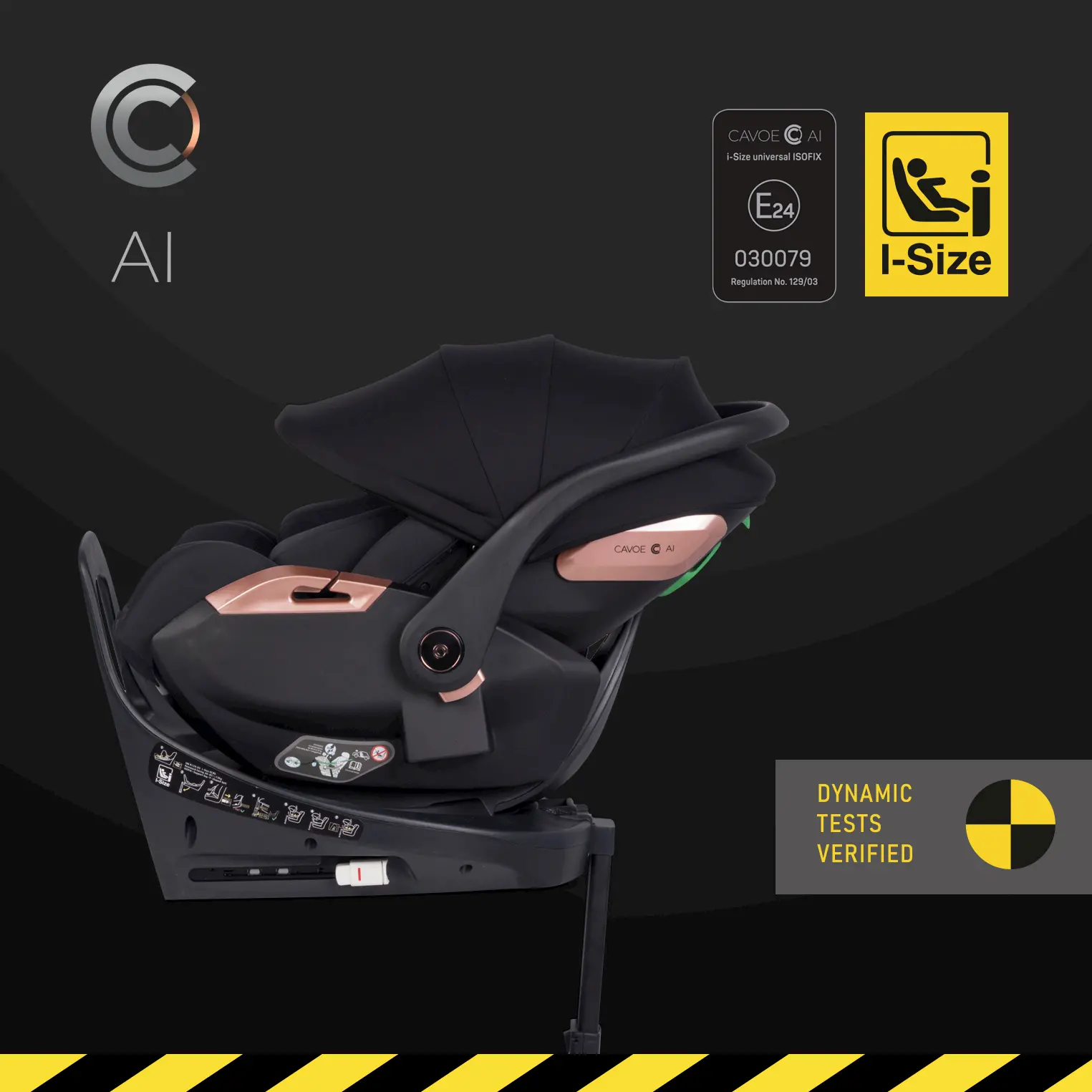 Столче за кола CAVOE AI сертифицирано по стандарт ECE R129 I-Size с премийна тапицерия