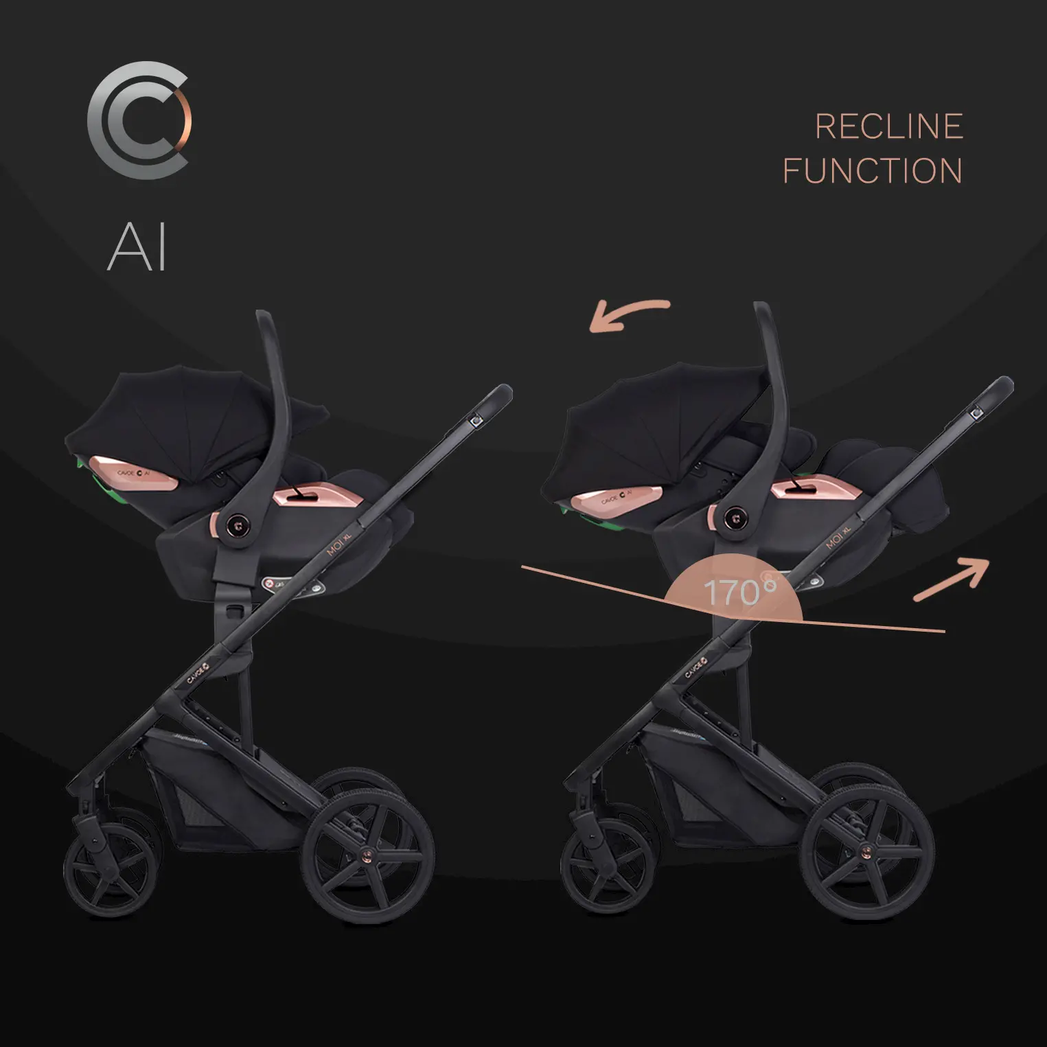 Столче за кола Cavoe AI Shadow с въртяща се ISOFIX основа за деца от 40 до 87 см - Image 3