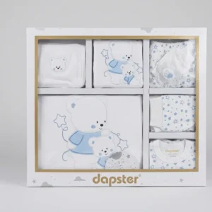 Бебешки памучен комплект за изписване Dapster със звездички и мечета от 10 части в подаръчна кутия