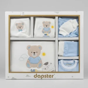 Бебешки памучен комплект за изписване Dapster Little Friend с бродерия на мече от 10 части в кутия