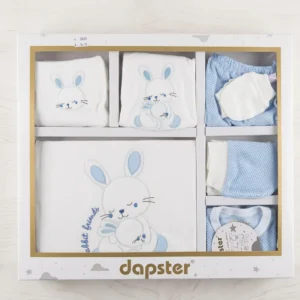 Бебешки памучен комплект за изписване Dapster Rabbit Friends със спящо зайче от 10 части в подаръчна кутия