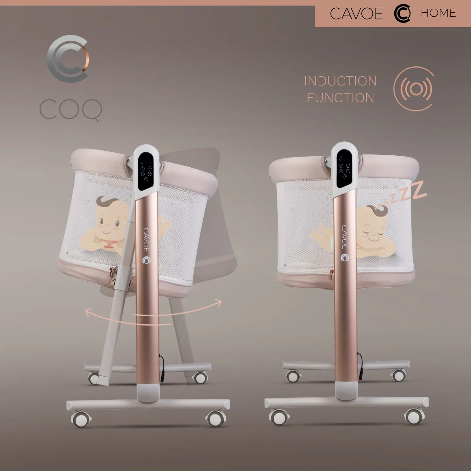 Интелигентна бебешка кошара-люлка 4 в 1 Cavoe COQ Cashmere - Image 4